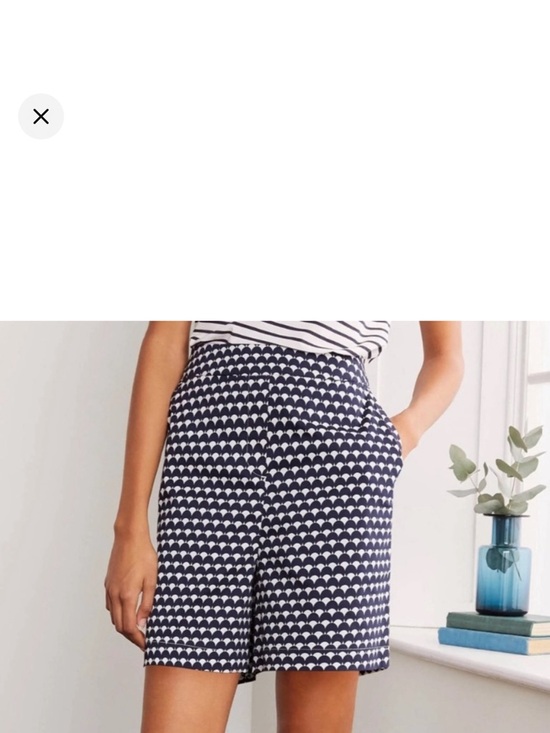 Boden Pants - Boden Danby Flat Front Pull On Navy White Nautical Geometric Print Shorts